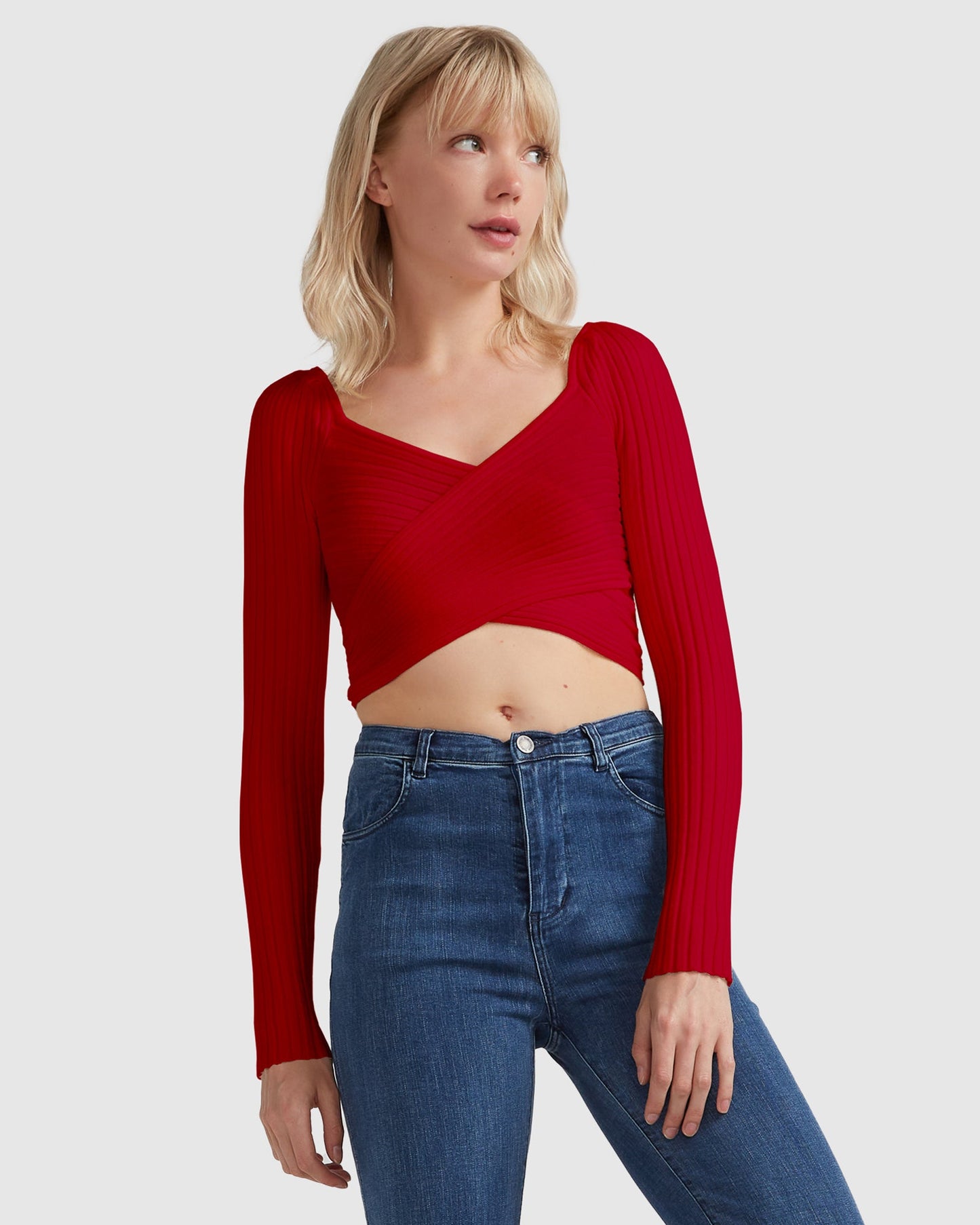 Forget Me Not Knit Crop - Red