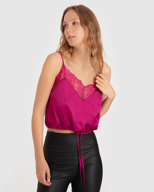 Friday Nights Lace Cami - Fuchsia