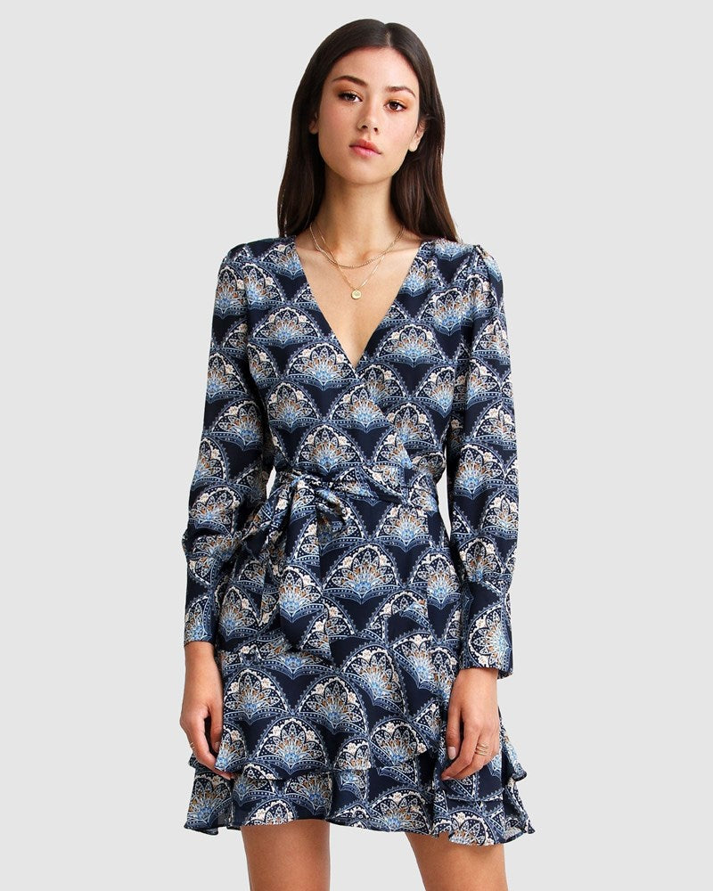 A Night With You Mini Wrap Dress - Navy FINAL SALE