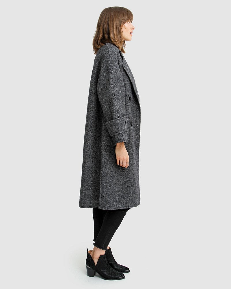 Rumour Has It Oversized Wool Blend Coat - Charcoal