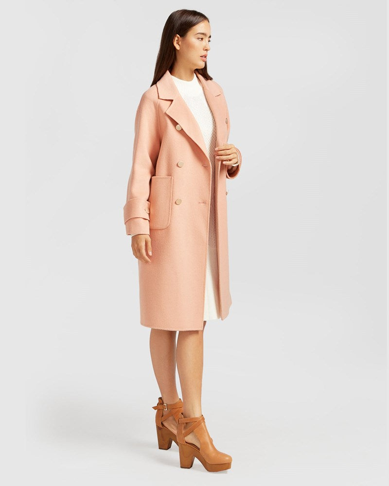 Rumour Has It Oversized Wool Blend Coat - Peach Fizz