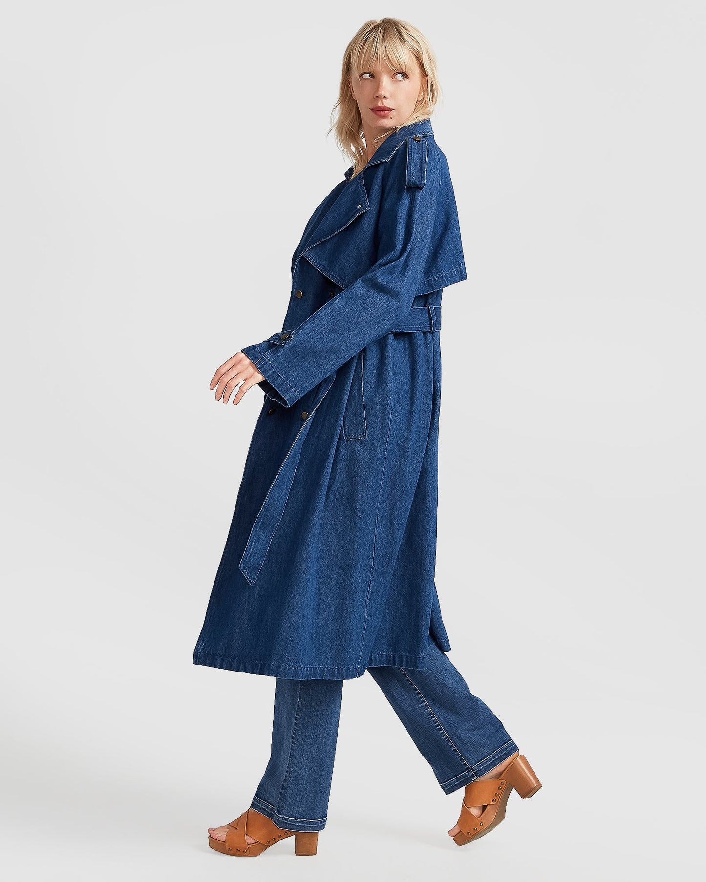 Wild Skies Denim Trench - Mid Denim