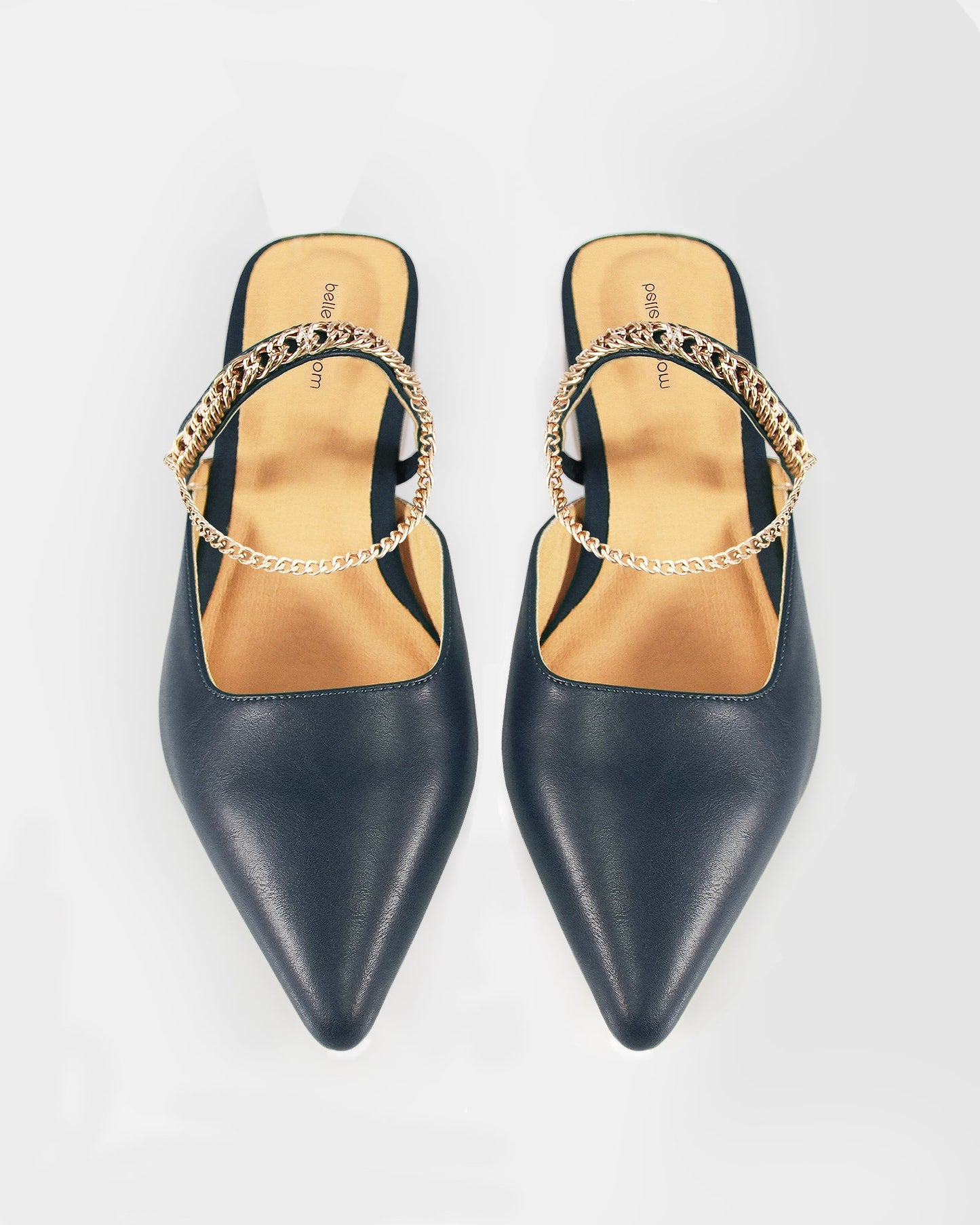 On The Go Leather Flat - Navy