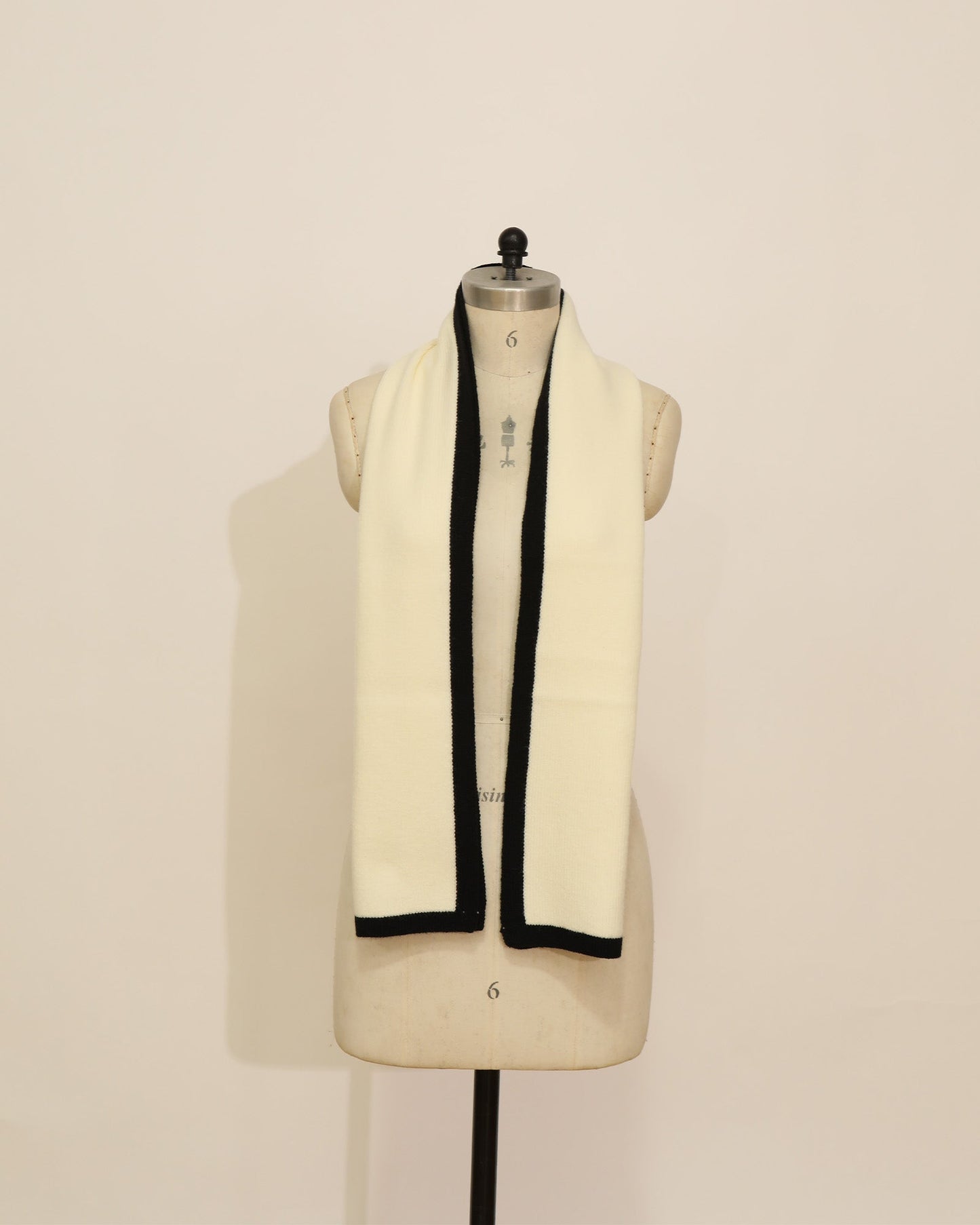 Scarf with Contrast Trim - White