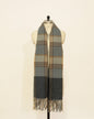 Plaid Scarf with Fringe - Grey