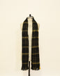 Plaid Scarf with Fringe - Black and Yellow