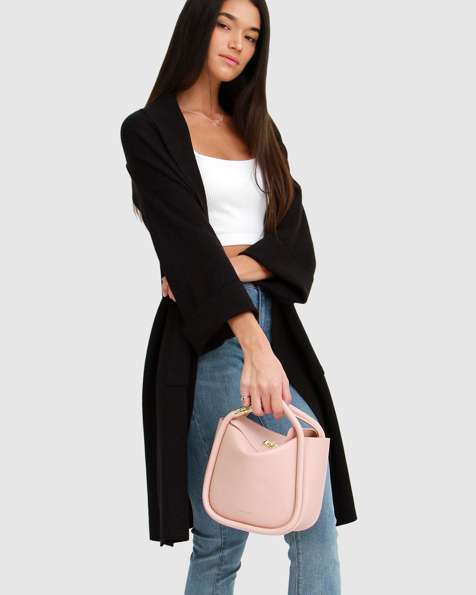 Black women's cardian with bag