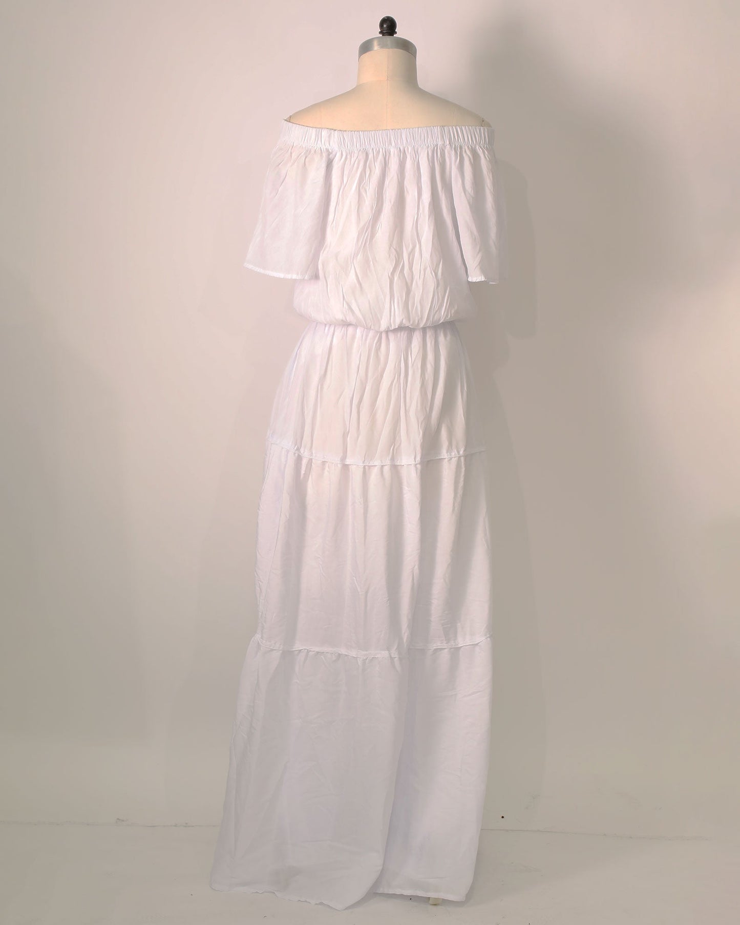 Off-the-Shoulder Ruffle Maxi - White