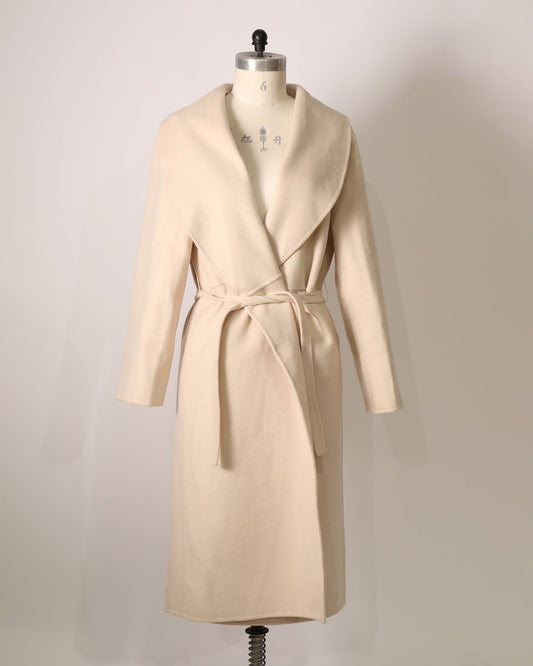 Longline Belted Coat - Cream