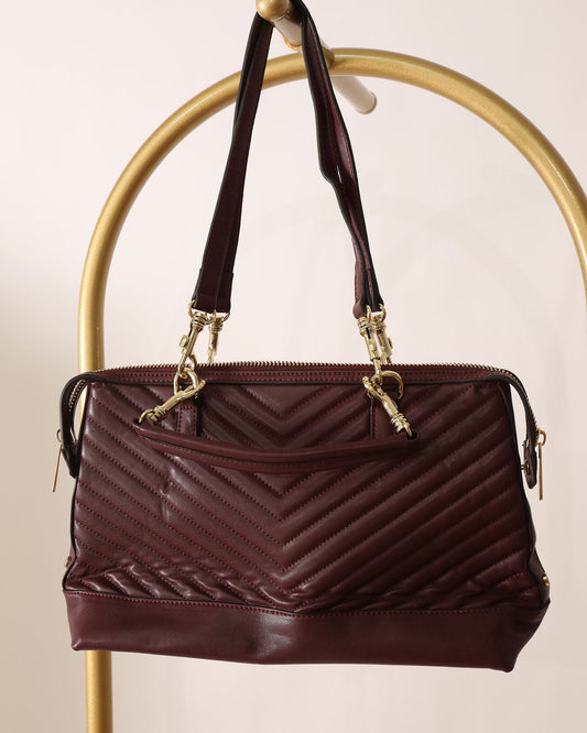 Weekender Bag with Gold Detailing - Dark Purple