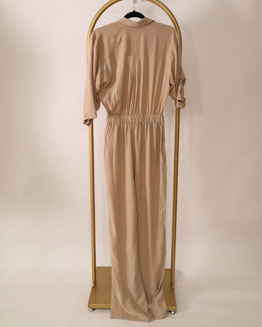 Long Sleeve Jumpsuit - Latte