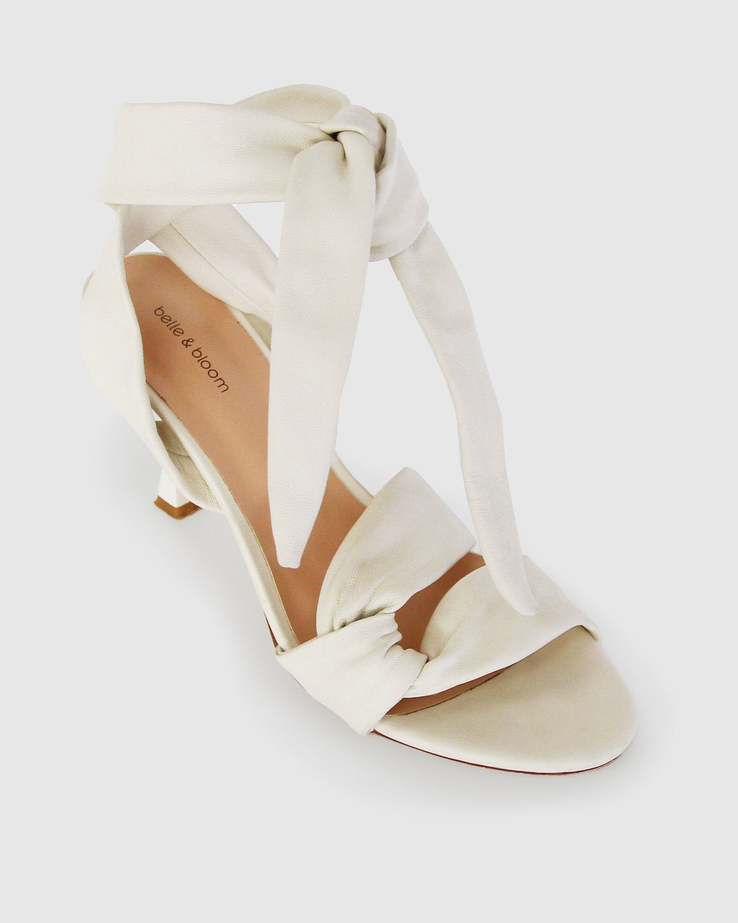 Bad Liar Leather Tie Heeled Sandal - Cream