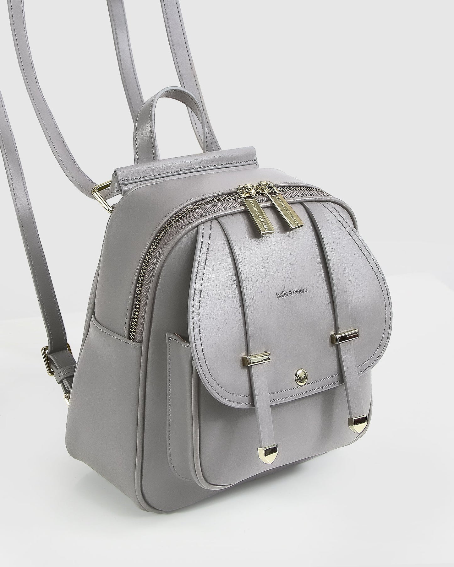 Camila Leather Backpack - Grey