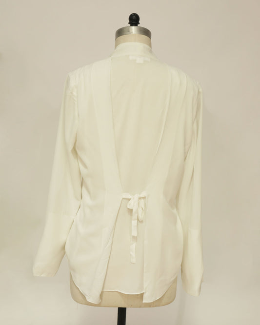 Statement Shirt with Cinched Back Detailing - White
