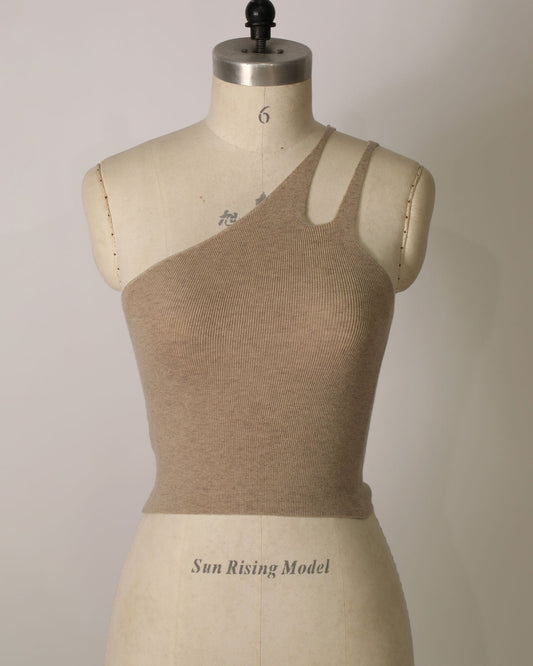 Double Strap Knit Crop Top - Oat