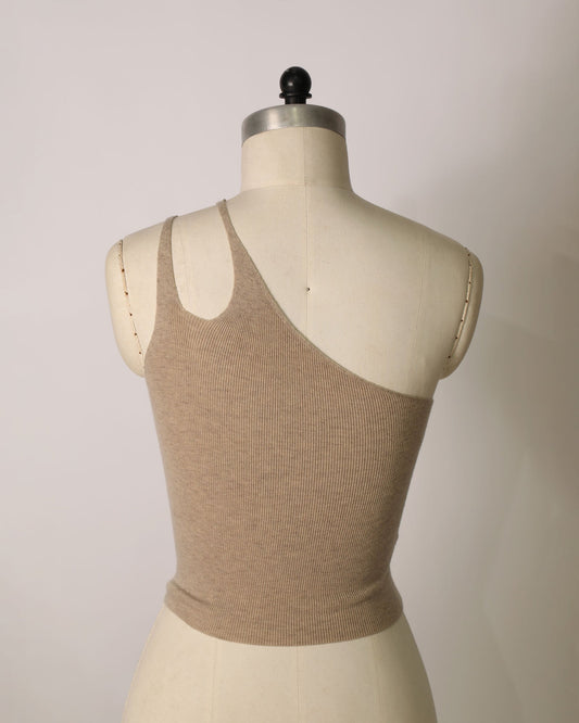 Double Strap Knit Crop Top - Oat