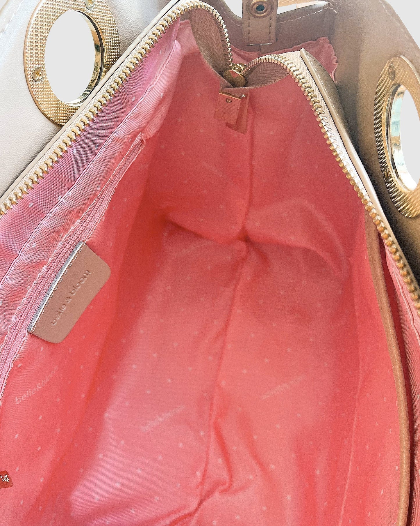 Blush Pink Lining Brown Leather women's shoulder bag