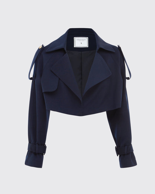 Manhattan Cropped Trench - Navy