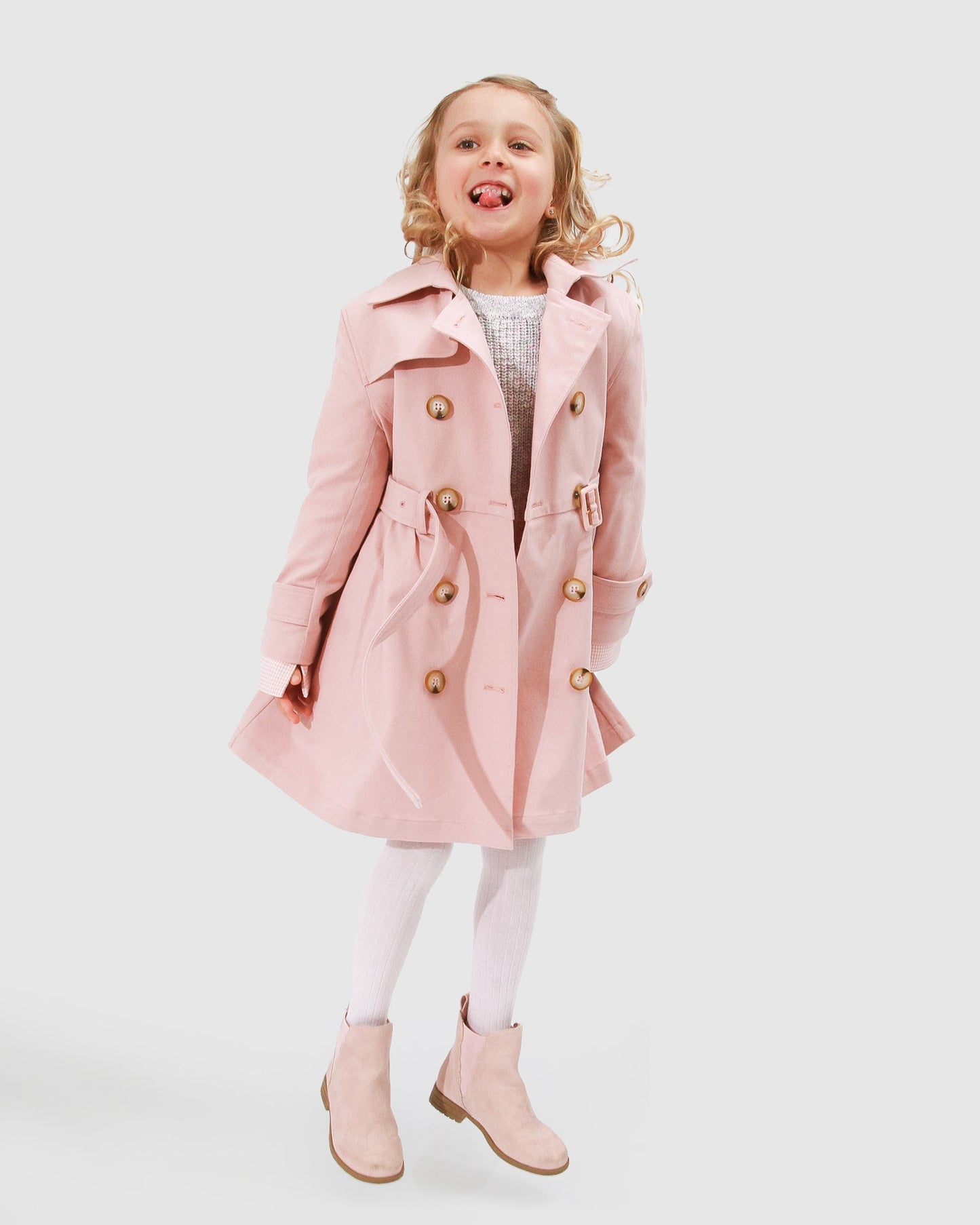 Miss Sunshine Trench Coat - Blush Pink