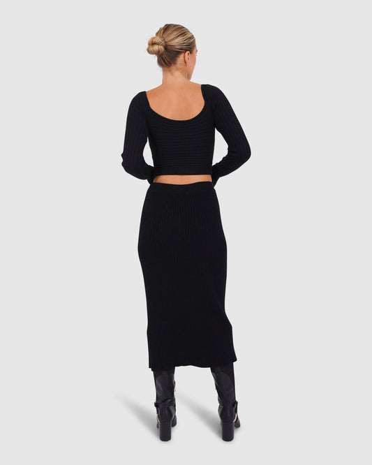 All My Life Knit Midi Skirt - Black