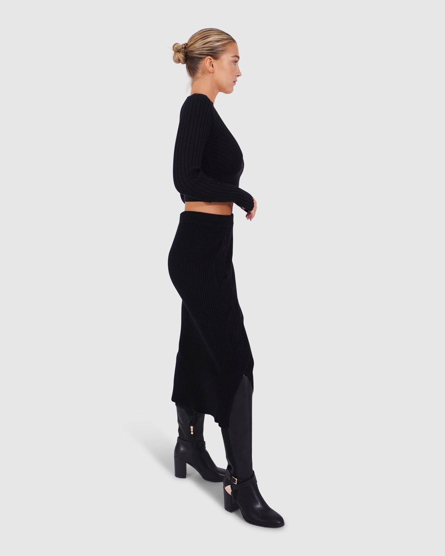 All My Life Knit Midi Skirt - Black