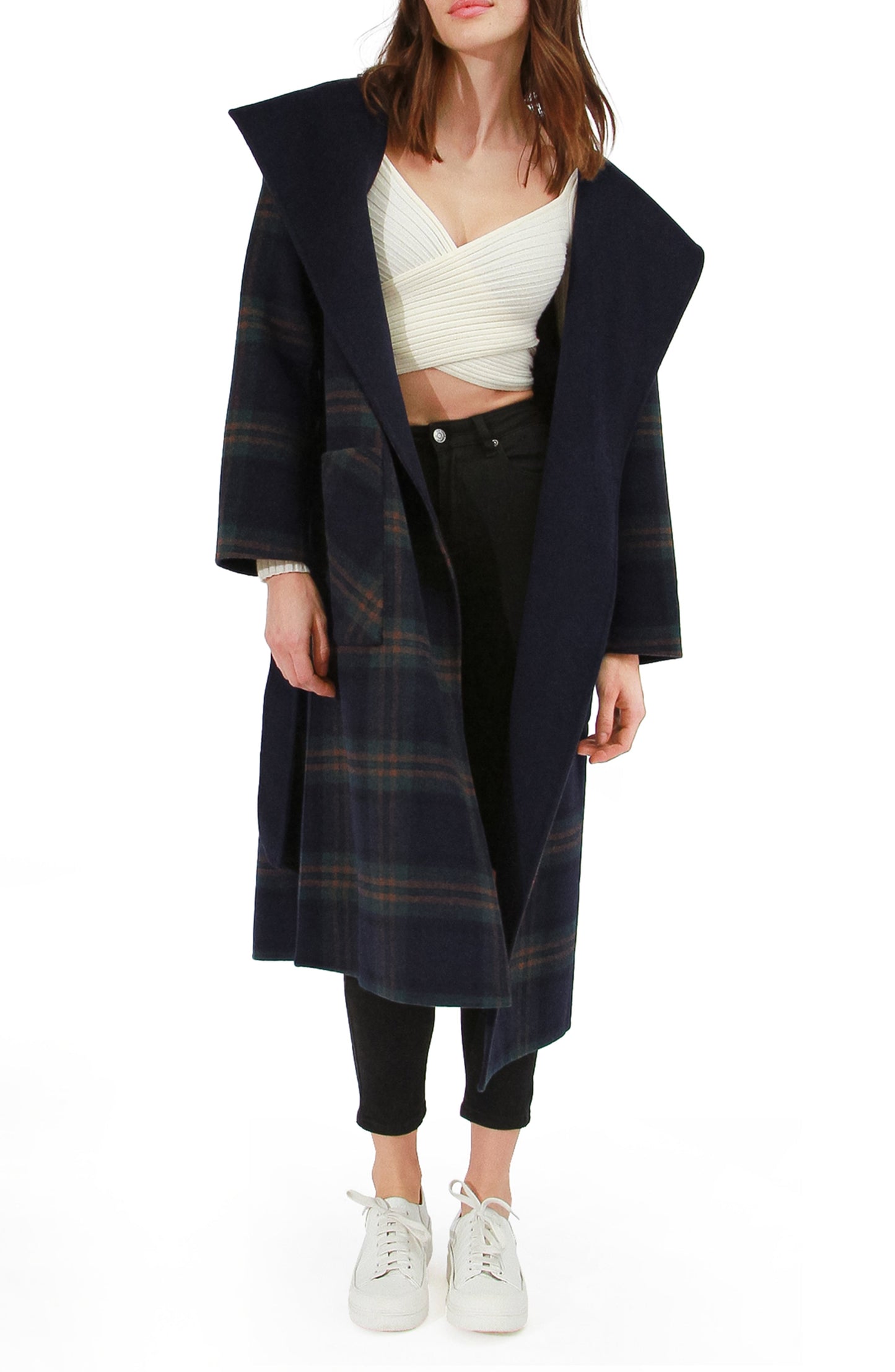 Arcadia Oversided Coat with Hood - French Navy