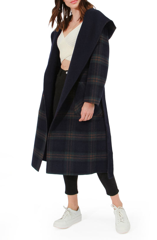 Arcadia Oversided Coat with Hood - French Navy