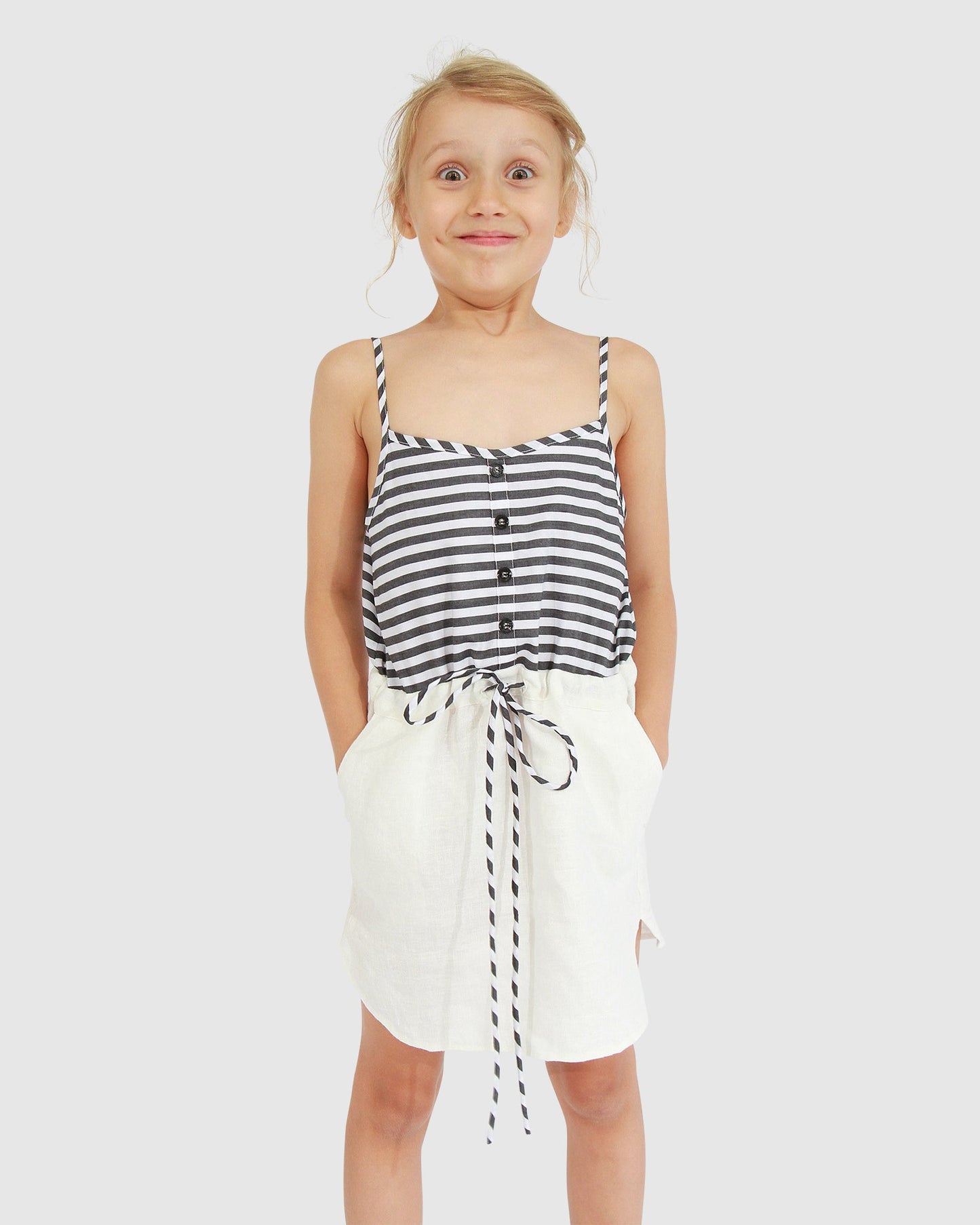 Bright Side Striped Mini Dress - Black/White