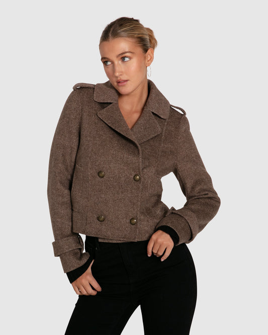 Better Off Military Peacoat - Walnut