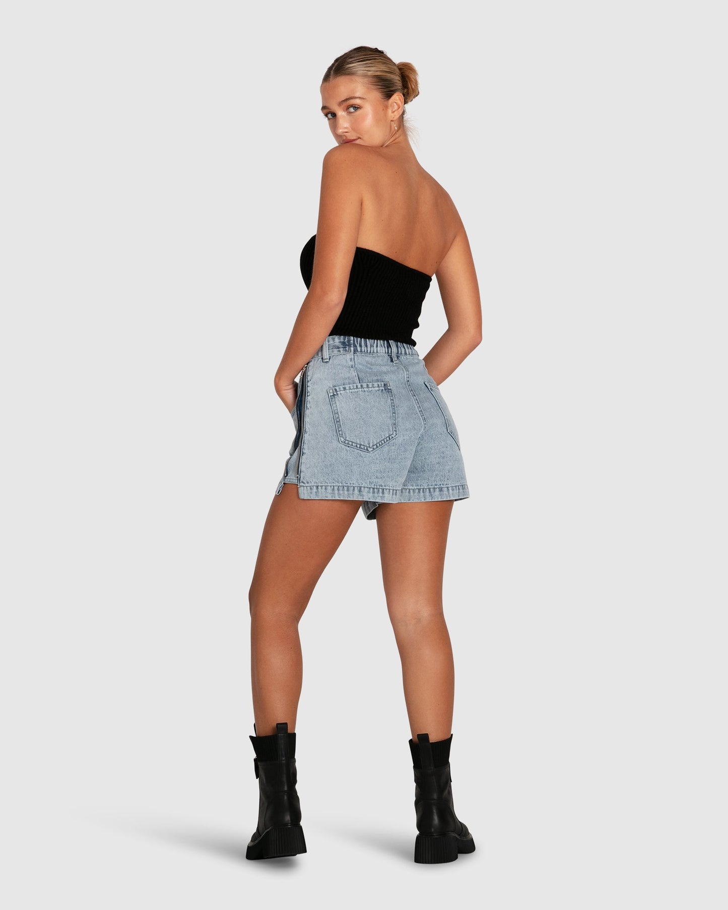 Bring The Heat Denim Shorts - Stonewash