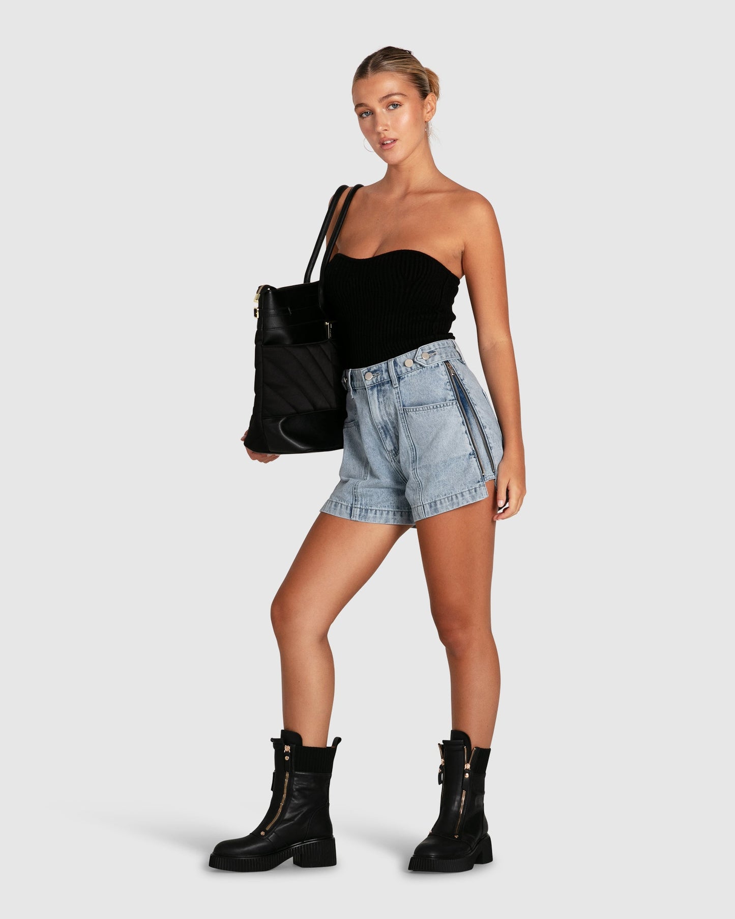 Bring The Heat Denim Shorts - Stonewash