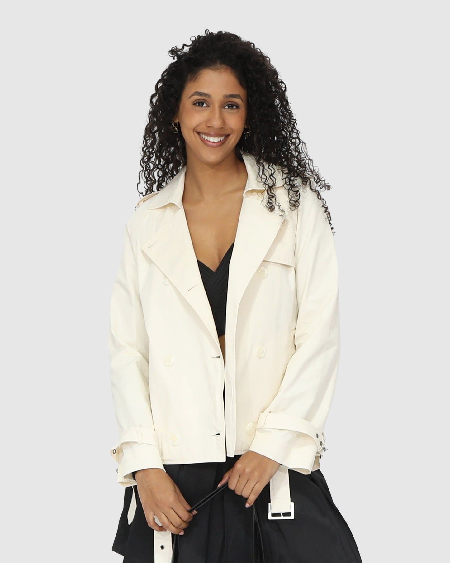 Cool Nights Cropped Trench Coat - Off White