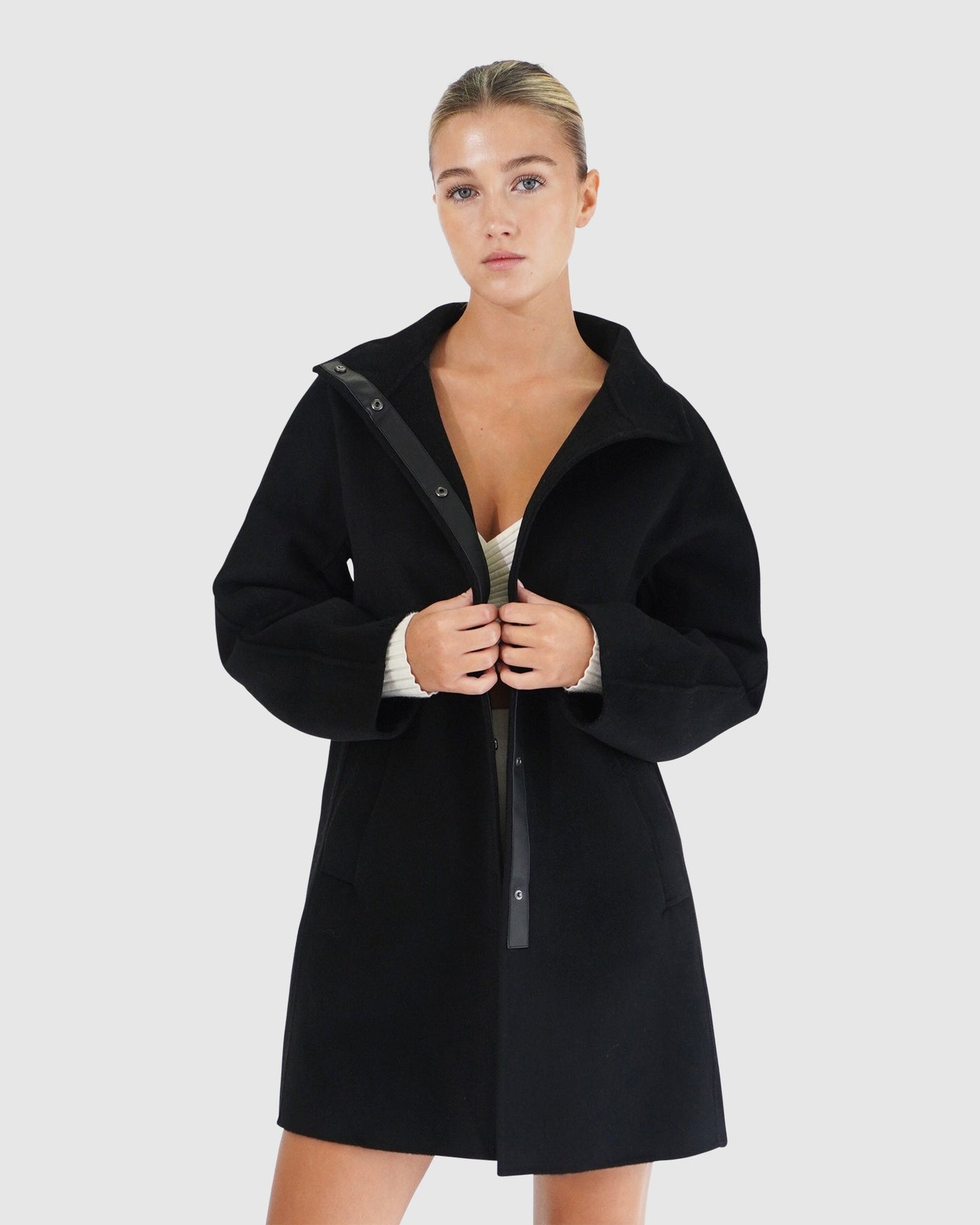 Come On Over Trimmed Coat - Black