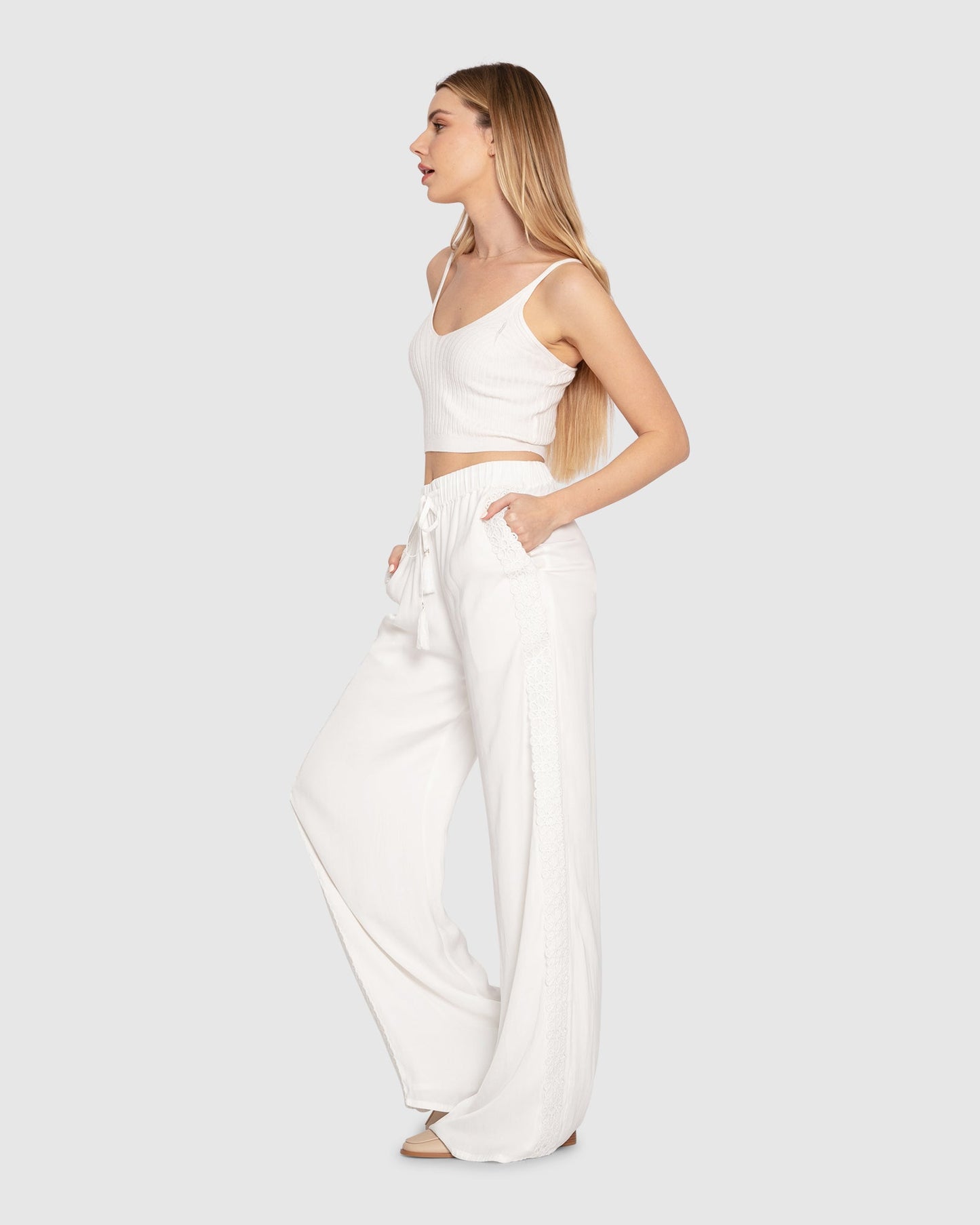 Everywhere All At Once Wide Leg Pant - White