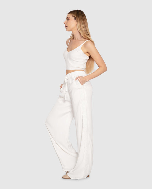 Everywhere All At Once Wide Leg Pant - White