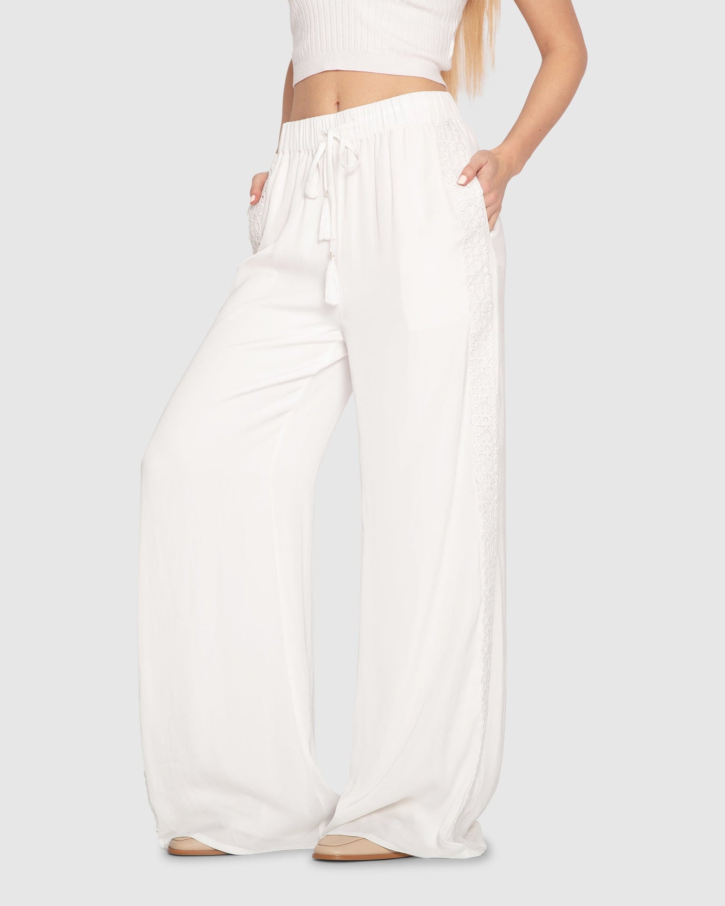 Everywhere All At Once Wide Leg Pant - White