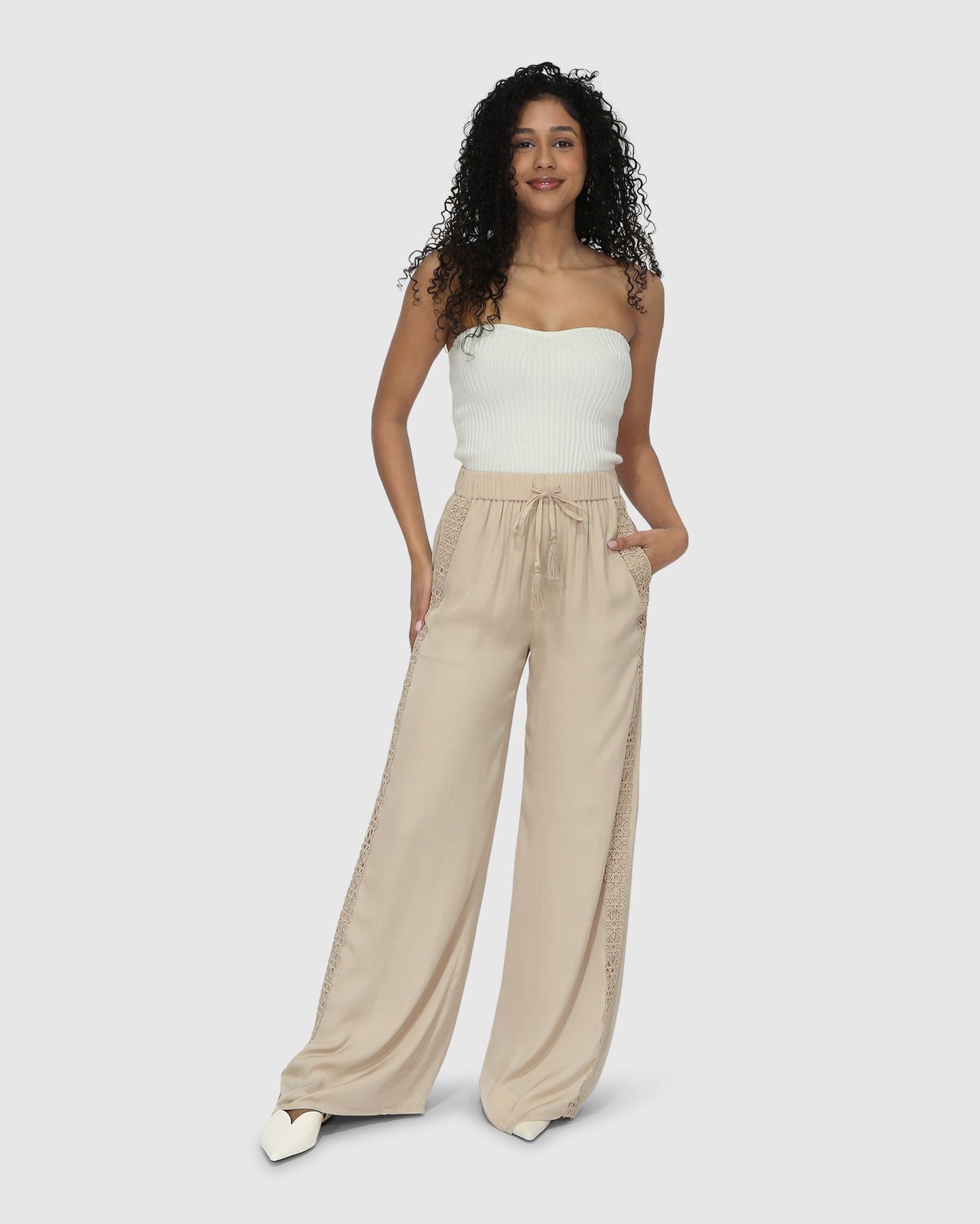 Everywhere All At Once Wide Leg Pant - Latte