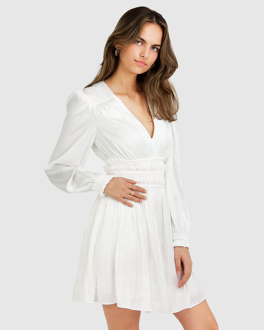 Shine Bright Ruched Mini Dress - White FINAL SALE