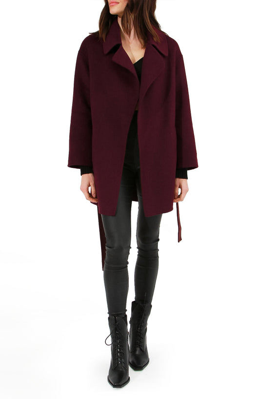 Eternal Flame Short Robe Coat - Burgundy