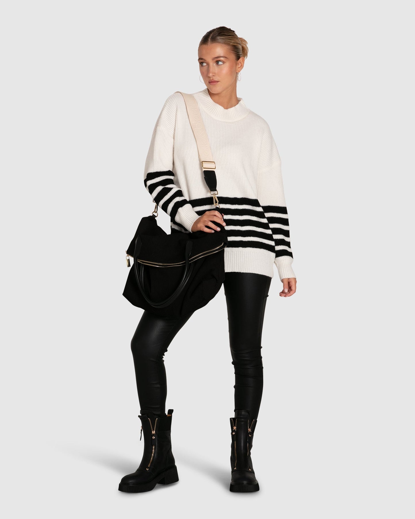 Everything I Do Oversized Striped Knit - Black White