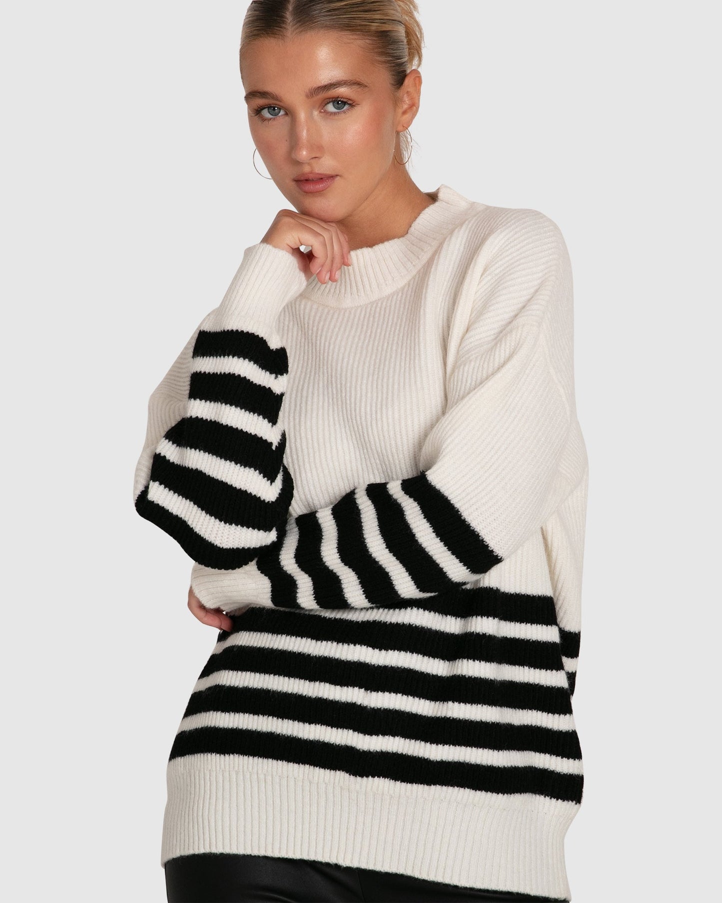 Everything I Do Oversized Striped Knit - Black White