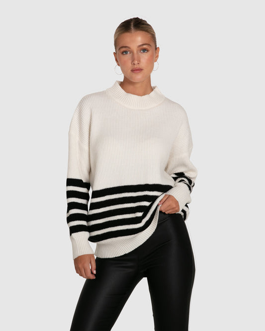 Everything I Do Oversized Striped Knit - Black White