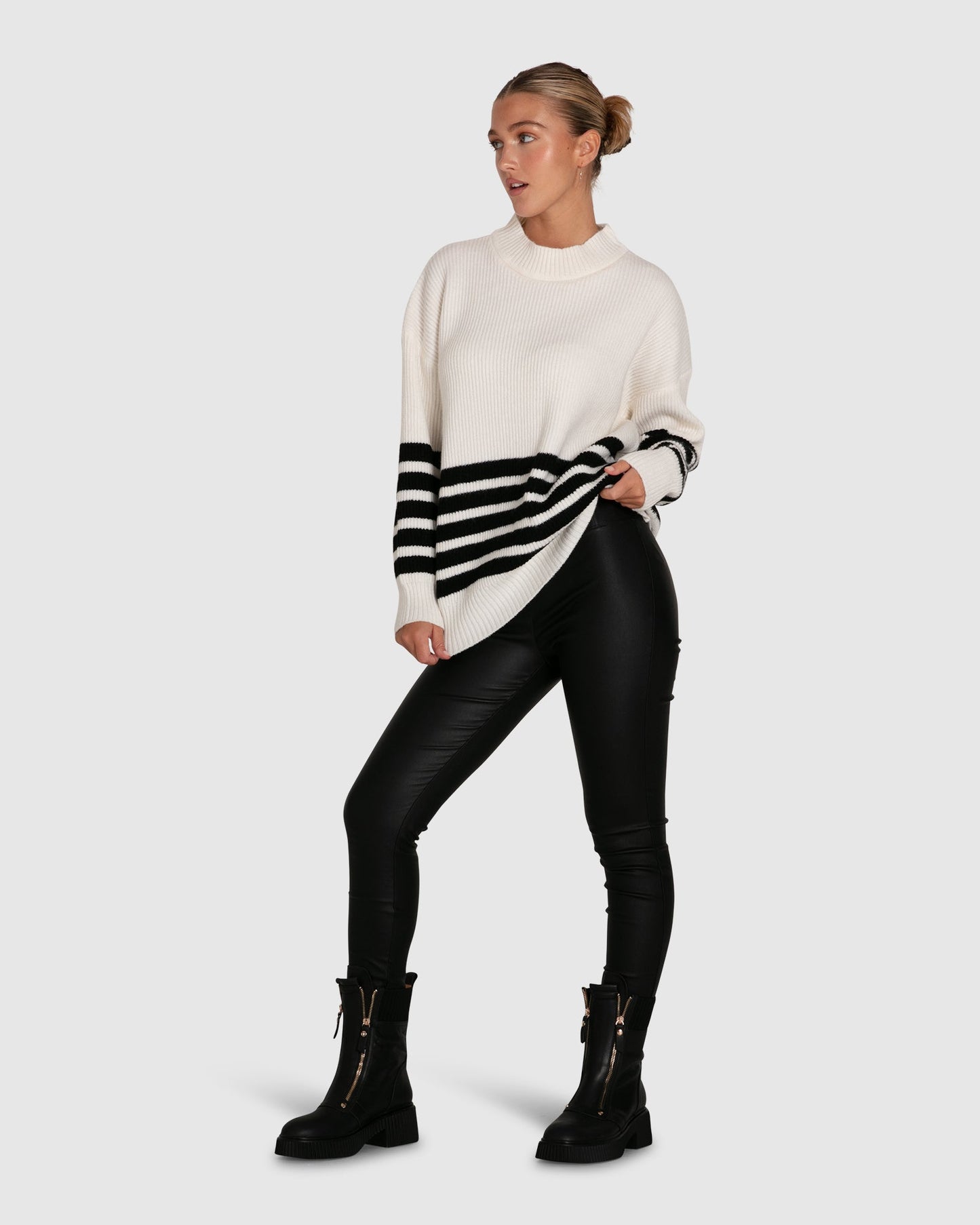 Everything I Do Oversized Striped Knit - Black White