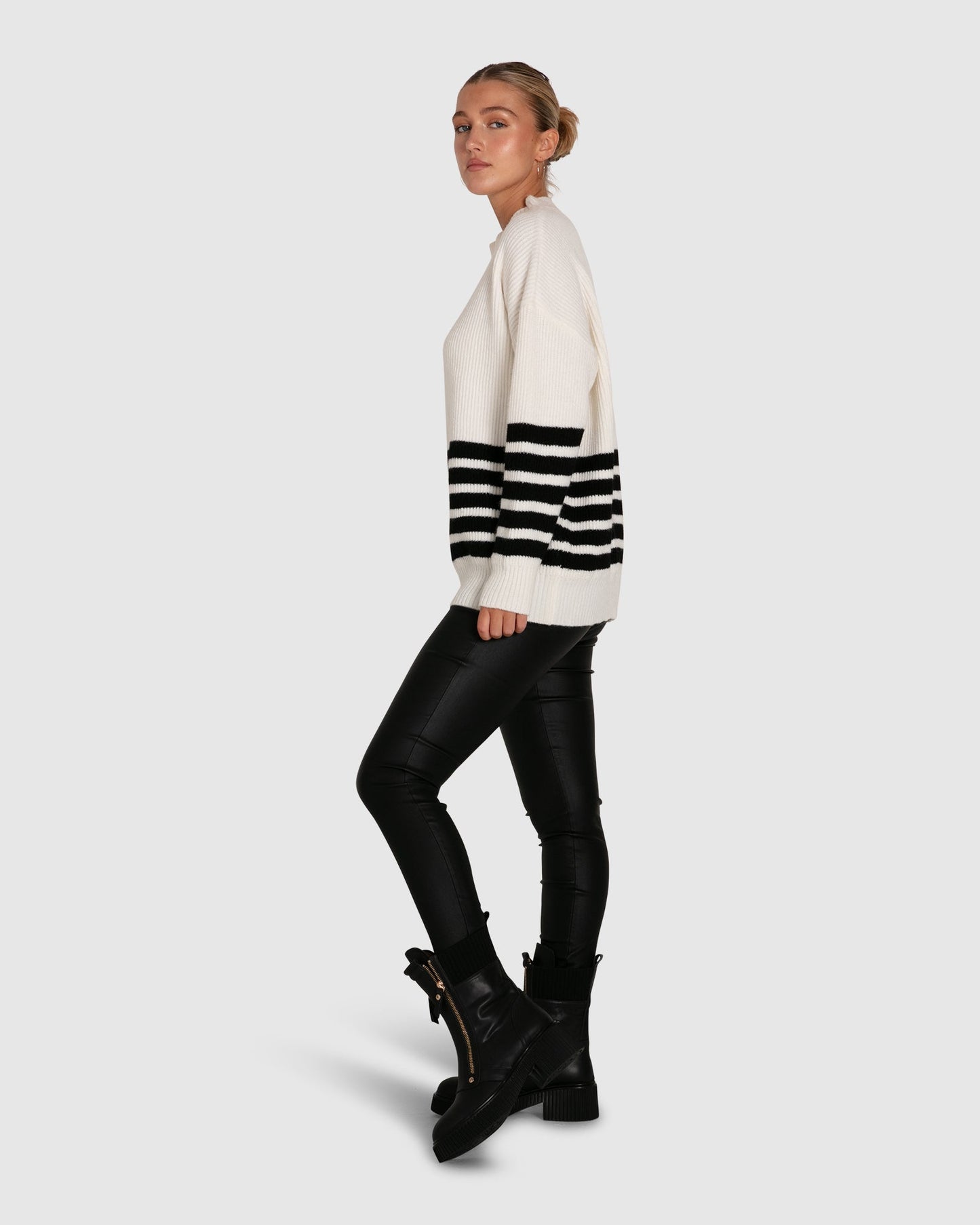 Everything I Do Oversized Striped Knit - Black White