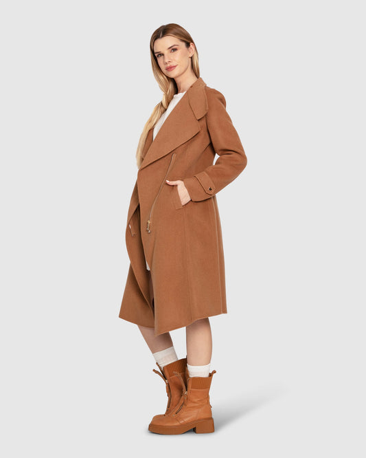 Envy Me Zipped Coat - Camel