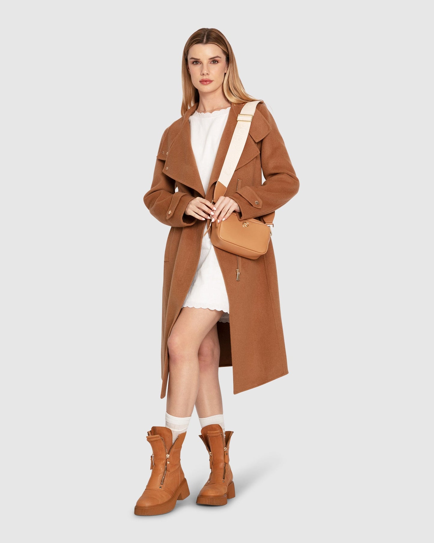 Envy Me Zipped Coat - Camel