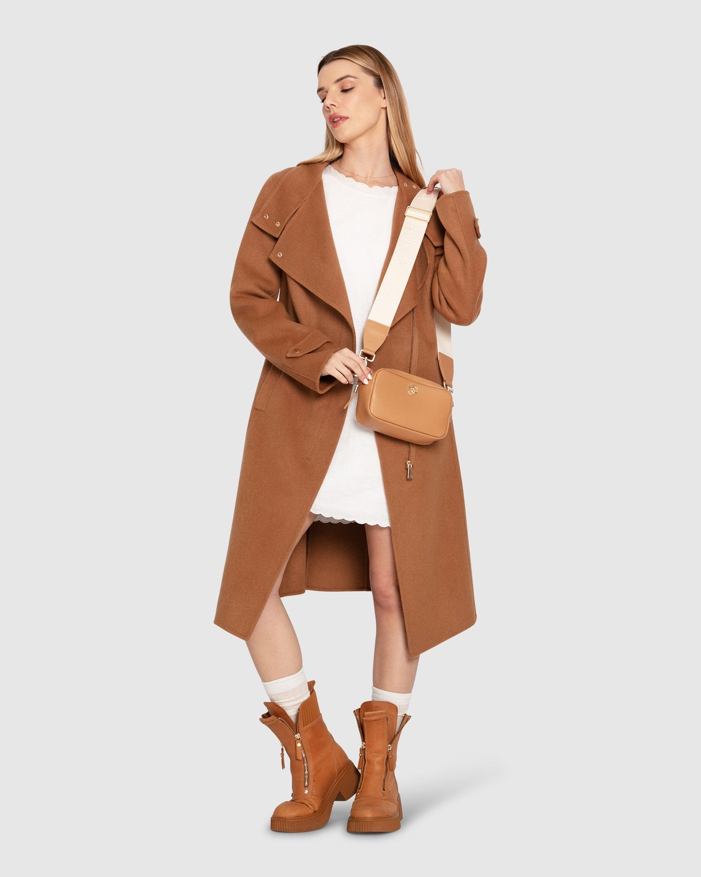 Envy Me Zipped Coat - Camel