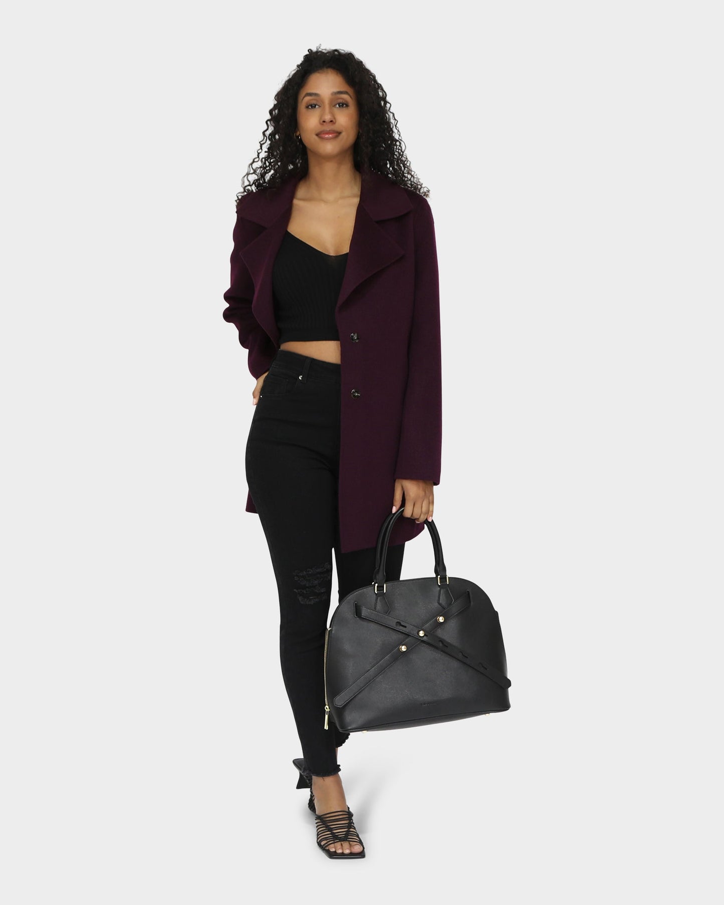 Ex-Boyfriend Wool Blend Oversized Jacket - Deep Plum