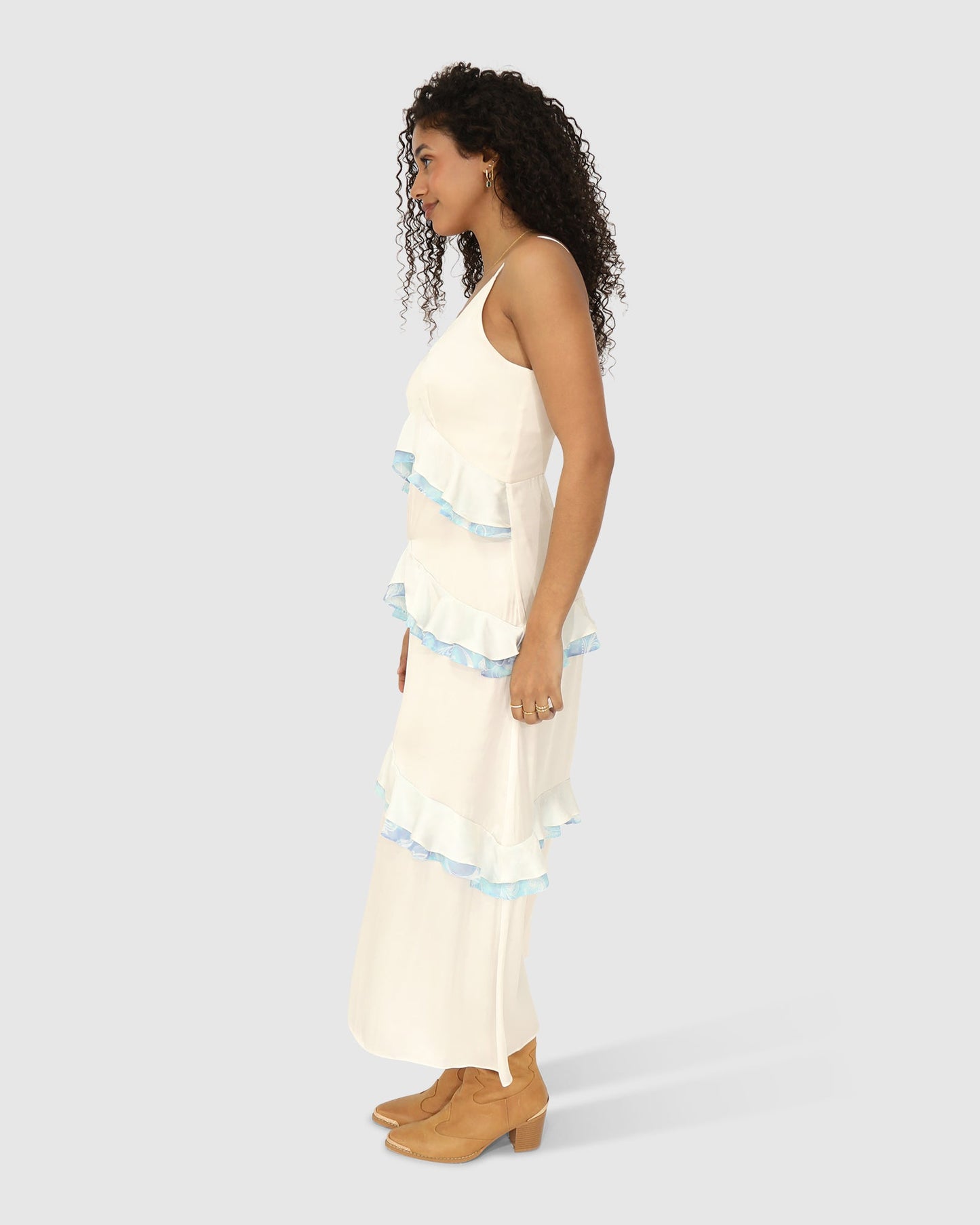 Lovely Day Ruffle Maxi Dress - White