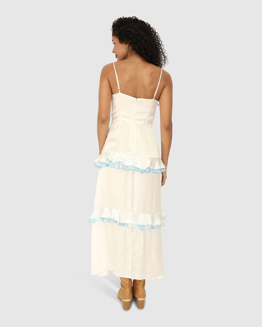 Lovely Day Ruffle Maxi Dress - White